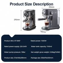 CAFELFFE Espresso Machine, 4-In-1 Semi-Automatic Coffee Maker Compatible With Capsules, 20BAR, Hot & Cold Brewing, Compatible With D* And N* Capsules/ESE Pods/Ground Coffee, Milk Frother, 7-Level Water Adjustment, 1.1L Removable Water Tank - UK Plug(220-240V) - View 2