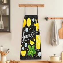 1pc Fun Print Apron, Pattern Of Lemon Soda Ice Cubes And Mint Leaves, Made Of Durable And Easy To Clean Polyester, With Adjustable Waistband, Perfect For Cooking, Gardening, Orchard Picking And Holiday Events - Multicolor - View 6