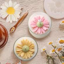 4 piezas Moldes de vela de margarita, adecuados para hacer velas, velas de resina floral 3D, moldes de jabón, moldes de silicona floral, fundición de resina epoxi DIY, cera, yeso, manualidades de arcilla polimérica - Molde de silicona - Ver 1