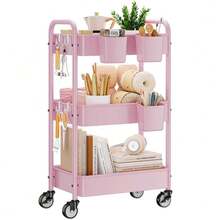 SH--Mobile Office/School/Kitchen/Bathroom Cart 3 Levels, Ideal for Organizing Your Supplies in Any Space, Multipurpose and Large Capacity.--recomendar - Rosa - Ver 2
