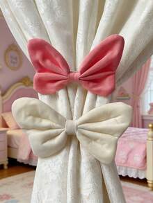 4pcs/2pcs Colorful Bow Curtain Tiebacks, Adjustable No-Drill Design, Decorated With Faux Pearls, Suitable For Bedroom, Living Room, Dining Room, Classroom, Hotel, Tea Room, Guest House, Etc. - one-size - View 9