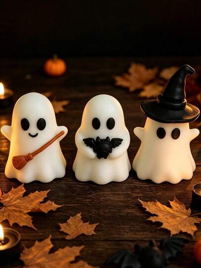 1 st Halloween-dekorationsprydnad, spökformad, lämplig för skrivbord, hem- och rumsdekoration, perfekt som Halloween-present eller partygåva