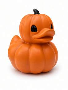 Decoração de Pato de Abóbora de Halloween, Figurinha de Pato em Formato de Abóbora Laranja Fofa, Ornamento de Mesa Assustador de Outono, Adequado para Casa, Lareira, Estante, Escritório, Festa de Halloween e Decoração de Outono - Pato de Abóbora - Visão 3