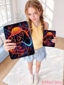 彩色遊戲控制器圖案保護殼，相容 iPad Air 8(M4)2026(11吋)、Air 4/5 10.9吋、7/8/9代 10.2吋，內建筆槽，相容 Tab S6 10.4吋、Kindle 11代(2022/2024)、Kindle Clara 2E、Clara Colour、Clara BW(6吋)及Libra Colour(7吋)，可愛少女時尚設計，適合生日與節日 - 彩色 - 查看 4