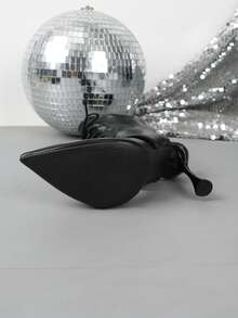 Zapatos de tacón alto de aguja con punta fina para mujer, adecuados para citas, fiestas nocturnas y otras ocasiones formales - Negro - Ver 4