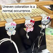 SANRIO 3pcs Random Color Cartoon Cat Desk Edge Hanging Hooks, Multi-Functional Storage Hooks For Middle School And High School Students, Desk, Backpack, Pen Bag, Glasses Storage, Girly Style Desktop Decoration Hooks, Office And Study Practical Creative Gift - One Size - View 10