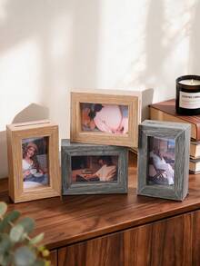 1pc 3D Minimalist Thick Frame Photo Frame, Vintage Dual-Tone Thick Edge Rectangular Mini Desktop Standing Photo Frame Home Office Decor Gift (Frame Only, No Photo Included) - Display Stand - View 9