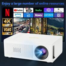 1080P Mini Smart Projector, Projector With USB Playback,USB Connection(Without An Adapter),180" Large Screen Portable Home Theater For Indoor & Outdoor Entertainment - White - View 7