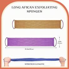 1/ 3 Pieces African Net Sponge With Handles Long African Exfoliating Net Washcloth Bath Sponge Net Cloth Wash Net Body Back Scrubber For Shower Loofah, Shower Cap, Exfoliating Glove, Bath Accessories - Multicolor - View 5