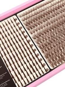 Queenice Mega Capacity Brown Lash Clusters Book, Manga Wispy Spiky Individual False Eyelashes, Mixed Length 8-17mm DIY Eyelash Extensions, Fluffy Natural Volume Lash Fans, Soft Lightweight Reusable Cluster Lashes For Daily Makeup, Party & Beauty Looks - D - View 5
