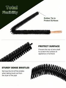 LMMAKE 1PC/2PCS Flexible Dryer Vent Lint Cleaning Brush, 29.9 Inch Bendable Tool Equipped With 25.6 Inches Dense Nylon Bristles, Ideal For Dryer Vents, Air Duct & Narrow Gap Dust Cleaning - 黑色 - 查看 5