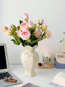5N6bZC Cream White Carved Vase - Milky White - View 7