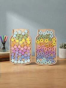 1 Set 45pcs Star & Flower Reward Jar, Vibrant Floral Design, Positive Behavior Incentive, Suitable For Office Desk & Classroom Management, Essential Tool For Educators & Professionals, Desktop Display, Back To School - Star and Flower Ornament - View 2
