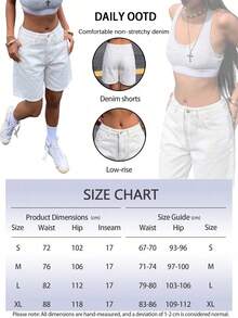 女款純色百慕大牛仔短褲 休閒白色夏季款 隨性風格 - 白色 - 查看 8