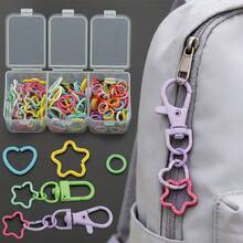 100/200pcs/Box Key Ring Set, Includes Heart-Shaped Embossed And Five-Pointed Star Embossed Closed Rings, Suitable For Braided Painted Embossed Ring Keychains - Multi-color - View 10