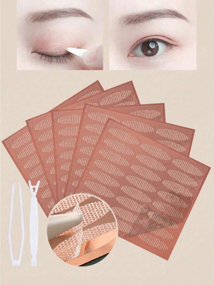 Double Eyelid Stickers (5 Sheets/240 Pieces) - Invisible Lifting Stickers, Suitable For Inner And Outer Double Eyelid Types, Improves Drooping Eyelids, Suitable For Single Eyelids Or Asymmetrical Eyelids; Essential Makeup Accessory, Economical And Practical, Suitable For Home Vanity, Travel And Bedroom Use. - Multicolor - View 1