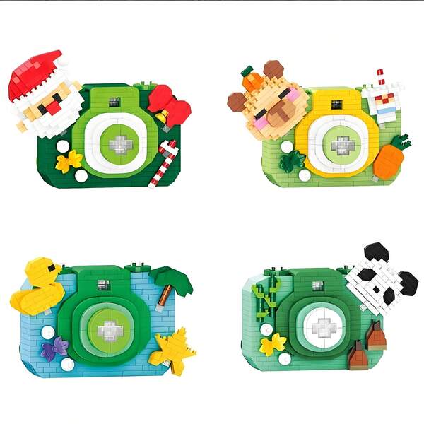 Camera Series Panda Micro Particle Building Block Toy 500-570pcs Assembly Desktop Ornament Gift