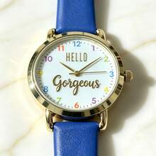 1pc Women's Leather Strap Fashion Casual Personalized Quartz Watch Suitable For Daily Decoration - Blue - View 3