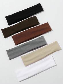 1PC/6PCS Solid Color Basic Thin Sweat-Absorbing Non-Slip Women's Headband Suitable For Daily Life And Sports - Multicolor - View 2