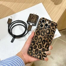 6件組黑色豹紋手機殼 + 充電頭保護套 + 數據線保護套 + 收納繩 + 數據線保護纏繩 TPU 防摔保護殼，適用 6 7 8 XXs XR XS Max 11 12 13 14 15 16 17 Pro Max，適合作為情侶、女性、女兒、男友、女友、青少年女孩的生日與聖誕禮物 - 彩色 - 查看 2