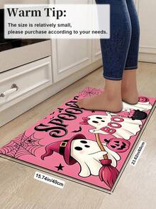1/2pcs Halloween Pink Ghost Pattern, Vintage Diatomaceous Earth Bath Mat, Super Absorbent, Non-Slip, Perfect For Bathroom, Kitchen And Dining Room, Quick Drying, Machine Washable, Ideal Home Decor And Bathroom Mat Gift - Multicolor - View 12