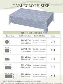 1pc, Haze Blue Minimalist Line Leaf Tablecloth, Rectangular Tablecloth, Suitable For Picnic Or Party Decoration Tablecloth, Restaurant Decoration, Kitchen Decoration Tablecloth, Birthday Party And Home Decor - Dusty Blue - View 4