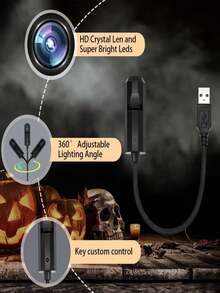 7pcs USB Halloween Projection Lights, LED Scary Atmosphere Lights, USB Powered, Interchangeable Scary Patterns - Ghost, Witch, Skeleton, Spider, Bat And Pumpkin - Plug And Play, Suitable For Home Decor, Halloween Decoration, Party Decoration And Room Decor - Halloween USB Projector Light 2 - View 9
