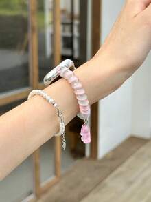 1pc Women's Gradient Fashion Hair Tie Bear Pendant Personalized Elastic Watch Band Compatible With 38/40/41/42/44/45/49/46mm S12/S11/SE3/Ultra4/Ultra3/Ultra/SE/SE2/10/9/8/7/6/5/4/3/2/1 - Gradient [Bear] - View 3