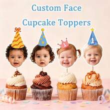 Personalized Face Cupcake Toppers, Customized Photo Hollow Cake Picks, Adult Family Pet Lover Birthday Party Decor, Fun Milestone Celebration Cupcake Decorations, Unique Party Favors, Custom Cake Decor Supplies - H-photo Cupcake Labels - View 6