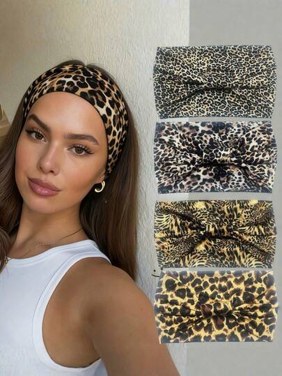 1pc Women Vintage Leopard Print Hairband, Fashionable Print Street Headscarf, Sports Sweat-Absorbing Hairband, Hair Tie, Headwear, Hair Accessory