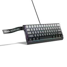 Teclado con cable 60% transparente, sin teclado numérico, con teclas contorneadas, teclado mini para juegos de 61 teclas, equipado con efecto de retroiluminación RGB genuino, cable de datos TYPE-C desmontable, adecuado para jugadores de PC, mecanógrafos, fácil de transportar - Gris - Ver 7
