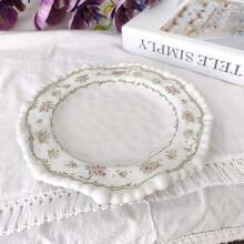 1pc 7.8 Inch Beaded Floral Ceramic Plate, Home And Commercial Use - Blue Vine Floral - View 7
