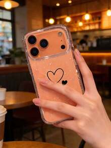 1件透明印花大愛心軟手機殼，適用於 iPhone 18 Pro Max、16、15/15 Pro Max/15 Pro/15 Plus/11/12/13/14/16/17 Pro Max/XS/XR/11 Pro/11 Pro Max/12 Pro/12 Pro Max/13 Pro/13 Pro Max/7 Plus/14 Pro/14 Pro Max/14 Plus/16 Pro/16 Plus/17 Air/17 Pro/7 Plus/8 Plus/8/SE2 - 無色 - 查看 3