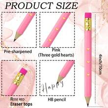 12 /27Pieces Bridal Shower Pencils Half Golf Pencils With Erasers Pre Sharpened 4 Inch 2 HB Mini Hexagon Wedding Pens For Bridal Shower Favors Office(Pink, - B-Pink - View 2
