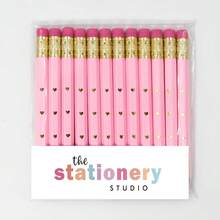 12 /27Pieces Bridal Shower Pencils Half Golf Pencils With Erasers Pre Sharpened 4 Inch 2 HB Mini Hexagon Wedding Pens For Bridal Shower Favors Office(Pink, - B-Pink - View 7
