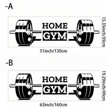 ملصق حائط فينيل قابل للإزالة بتصميم باربل HOME GYM باللون الأسود، قطعة واحدة، ديكور فني للمنزل والجراج لعشاق اللياقة البدنية - ملصق جداري بتصميم بار حديد للتمارين الرياضية - مشاهدة 3