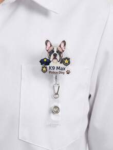 1pc Custom Photo Pet Badge Reel, Personalized Dog Cat Portrait Retractable ID Badge Holder, Pet Name Badge Clip, Custom Pet Photo Nurse Worker ID Badge Reel - Multicolor - View 5