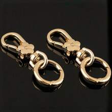 2 piezas de clips de hebilla giratoria, ganchos de hebilla giratoria de doble apertura con resorte, ganchos de hebilla giratoria de metal con resorte y anillo en O, cierre de langosta, adecuado para llavero, bolso, billetera, cordón DIY hecho a mano - Dorado - Ver 2