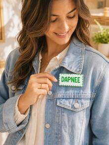 1pc Customized Text Wave Border Name Brooch, Can Be Used As An Accessory For Clothing Or As A Creative Small Gift. - Multicolor - View 9
