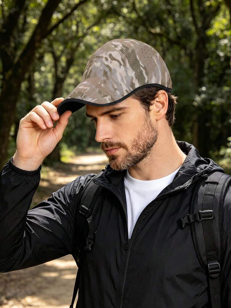 JOYLORD 1pc Seamless One-Piece Baseball Cap For Men, Summer Camouflage Breathable Sun Protection Hat, Outdoor Casual Sports Baseball Cap - One-piece Baseball Cap - View 2