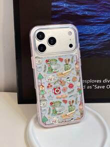 1pc Pink Frame Transparent Minimalist Lens Protection Anti-Drop Anti-Collision Christmas Gingerbread Man Egg Pattern Phone Case Personalized Suitable For IPhone 16 Pro Max/17/16/15/14/13/12/11 Protective Case Air Suitable For Samsung Series - Multicolor - View 3