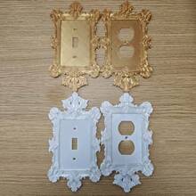 Elegant Baroque Victorian Rococo Style Rectangular Carved 3D Scroll Pattern Gold/White Decorative Wall Plate Light Switch Cover And Outlet Cover, European Style Switch Panel Faceplate, Suitable For Bedroom, Living Room, Bathroom, Kitchen, Housewarming Gift, All Seasons - Multiple Styles - View 11