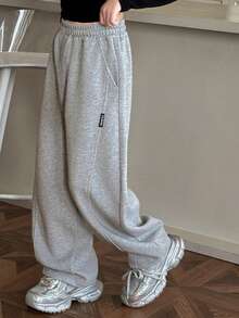 Girls Casual Loose Pants, Fashion Versatile Straight Leg Trousers For Tween Girl, Suitable For Autumn & Spring - Grey - View 5