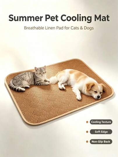 Realistic Woven Rattan Pet Cooling Mat, Breathable Heat-Resistant Scratch-Resistant Lightweight Summer Sleeping Pad, Suitable For Cats And Dogs, Indoor And Outdoor Use, Random Pattern