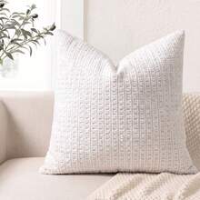 1pc Chenille Decorative Pillow Cover, Soft Woven Texture Luxury Cushion Cover For Bed And Living Room Sofa - White - View 6