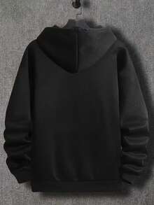 Father's Gift, Men's Sports Casual Hooded Open-Front Sweatshirt, Practical Pockets, Suitable For Daily Wear And Sports Scenes. - Black - View 5