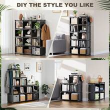 Mavivegue Book Shelf, 12 Cube Storage Organizer, DIY Bookcase, Metal Bookshelf,Tall Book Case For Bedroom, Living Room,Office,Closet, Black Cubicle Rack O2GB - Black - View 3