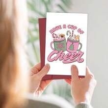 1pc Fun Christmas Greeting Card With Envelope - "Drink Up The Joy" Holiday Christmas Blessing Card, Suitable For Friends And Family, Holiday Celebration Card, Seasonal Celebration Card, Christmas Gift - A - View 5