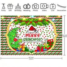 The Grinch Authorize Merry Christmas Children's Party Award Scene Birthday Party Background Banner. Christmas Themed Wall Decoration. Photo Background Garden Decor Outdoor. Ideal Choice For Celebration Events, Room Decoration, And Display Props - Multicolor - View 5