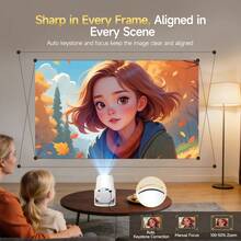 Magcubic HY300Pro Portable Home Theater Projector, Powered By Android 14 System, Compatible With Smartphone/Tablet/Laptop, Supports Native 720P And 8K Resolution, WiFi6/BT5.4, Auto Keystone Correction, Manual Focus, Comes With Portable Stand Suitable For Bedroom/RV, LCD Display - Hy300 - View 3
